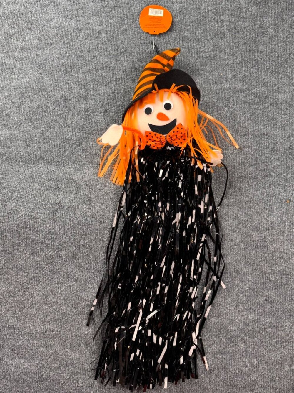 Walgreens 2021 Halloween Hanging Tinsel Witch 30" Decoration Orange Black Hat